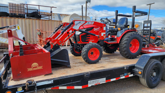 Zetor M25HP w/ Loader, Box Blade, Brush Cutter | 18' Tandem 3500lb Axle Trailer Package